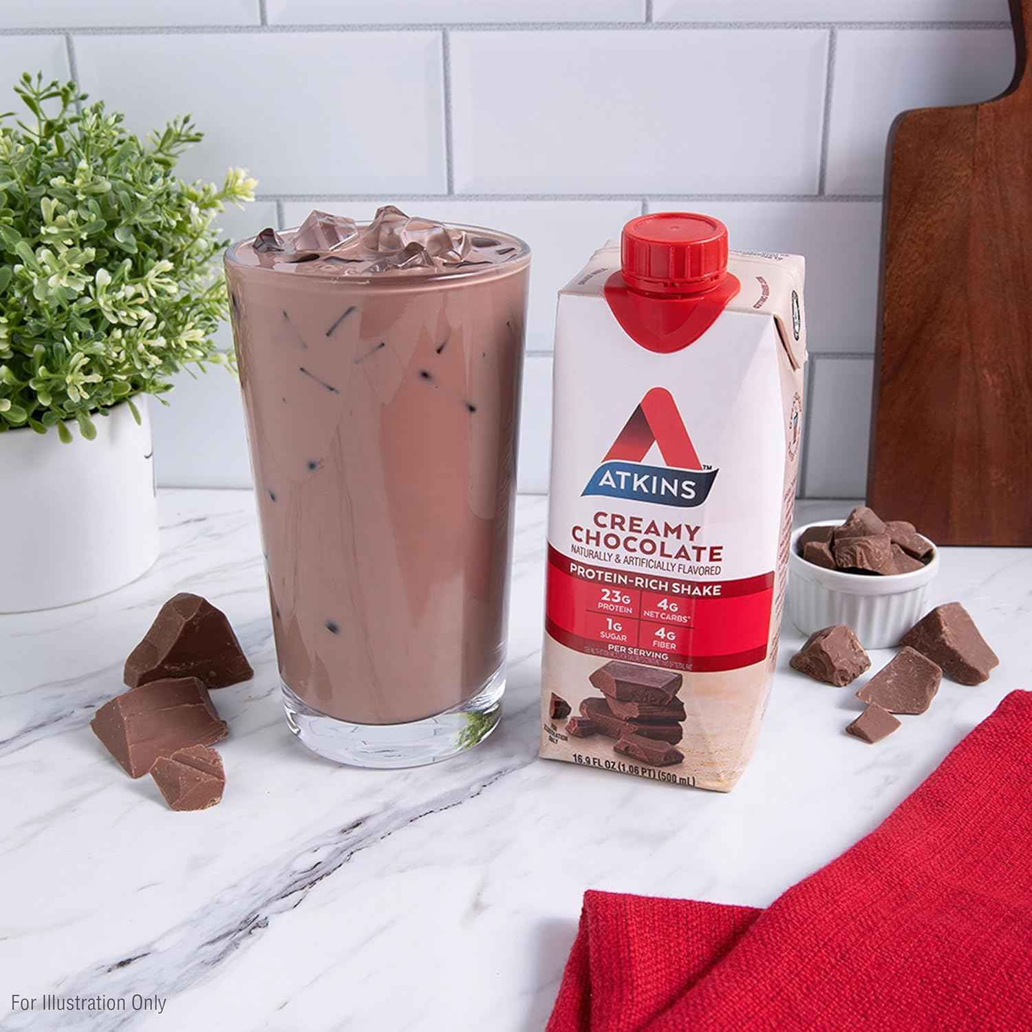 Atkins Creamy Chocolate Meal Size Protein Shake, 23g Protein, Low Glycemic, 4g Net Carb, 1g Sugar, Keto Friendly