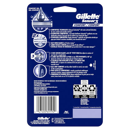 Gillette_Sensor3_Comfort_Men's_Disposable_Razors,_12_Razors