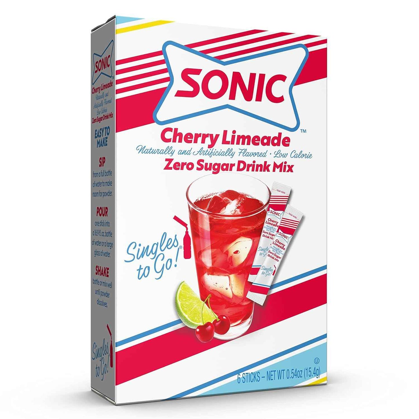 Sonic Singles To Go Powdered Drink Mix, 6 Sticks Per Box, 12 Boxes (72 Sticks Total)