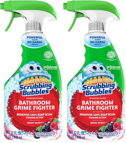 Scrubbing Bubbles Bathroom and Shower Cleaner Disinfectant Spray, Bathroom Grime Fighter, Citrus Scent, 32oz