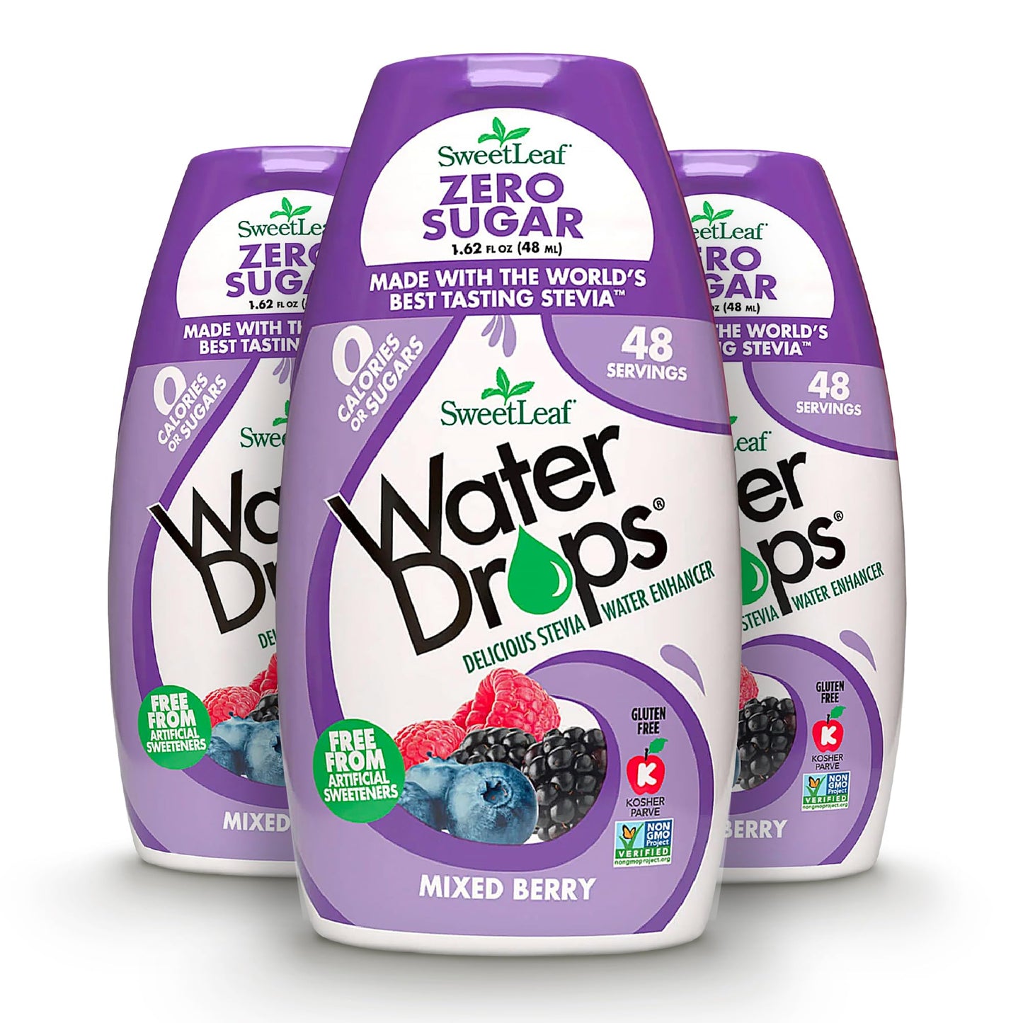 SweetLeaf Water Drops, Mixed Berry – Sugar-Free Water Enhancer Drops, Stevia &amp;amp; Monk Fruit Sweetener Water Flavoring, 1.62 Oz (Pack of 3)