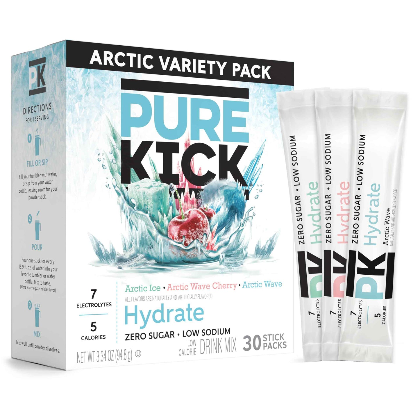 Pure Kick Hydration Singles To Go Drink Mix, Includes 12 Boxes with 6 Packets in each Box, 72 Total Packets