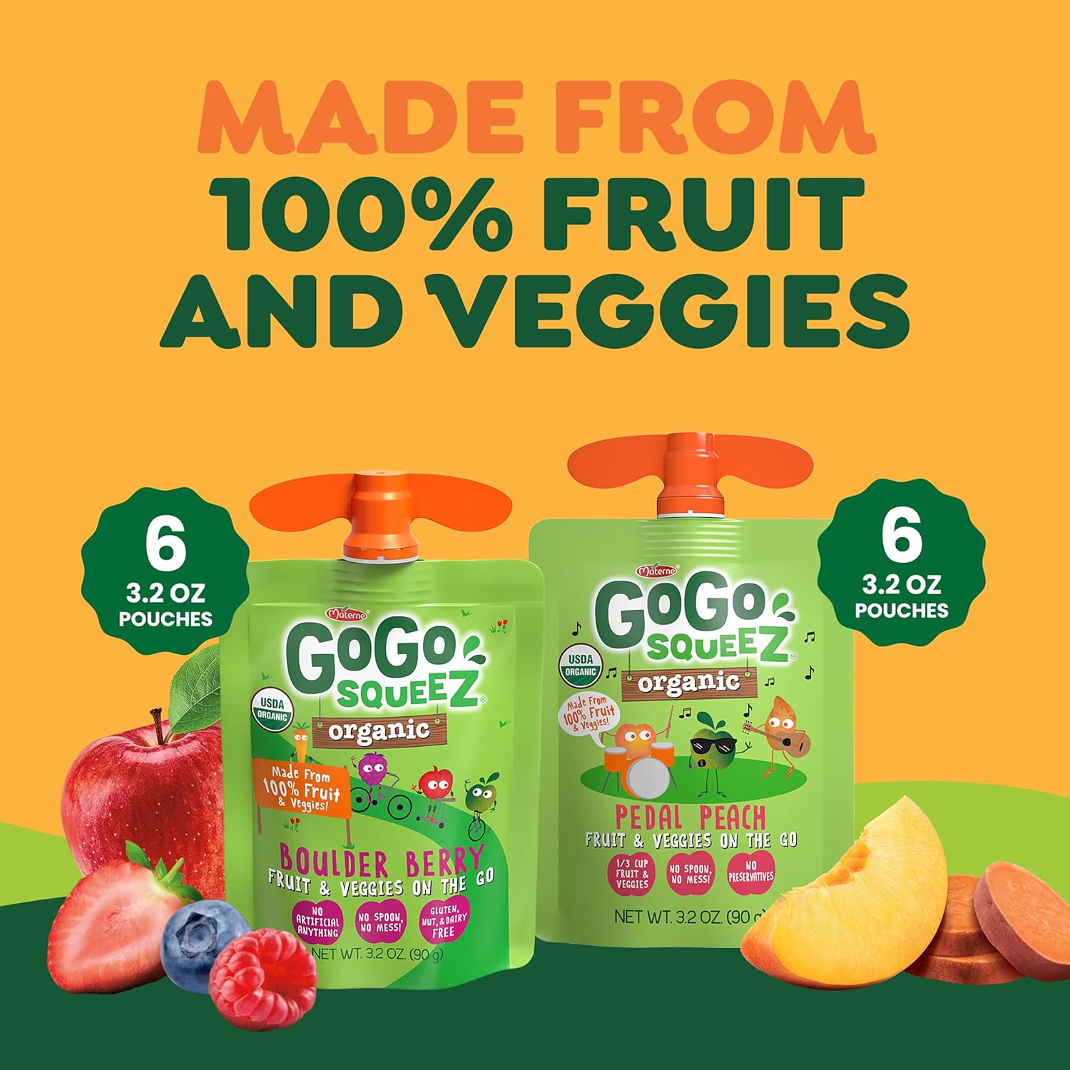 GoGo_squeeZ_Organic_Fruit_&_veggieZ_Applesauce_and_Puree_Variety_Pack,_Pedal_Peach_and_Boulder_Berry,_3.2_oz_(Pack_of_12),_Unsweetened_Snacks_for_Kids,_BPA_Free_Pouches