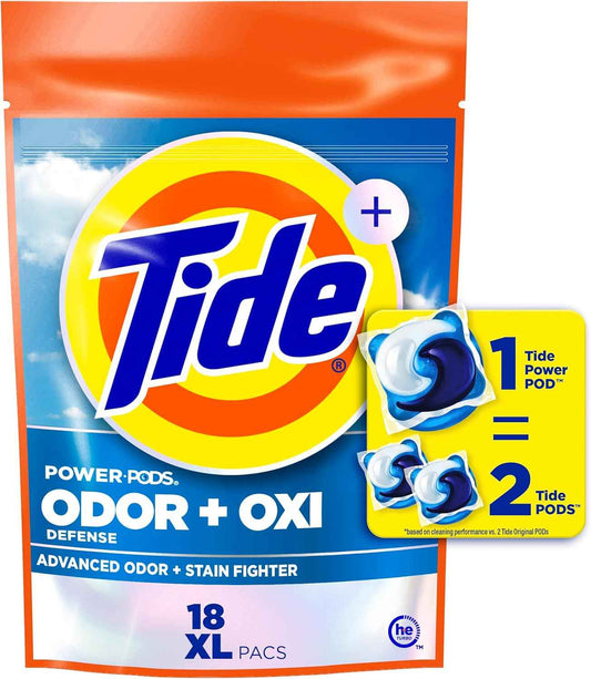 Tide Odor Defense + Oxi Laundry Detergent Pacs, Original Scent, Advanced Odor + Stain Fighter, laudry soap washing detergent pacs
