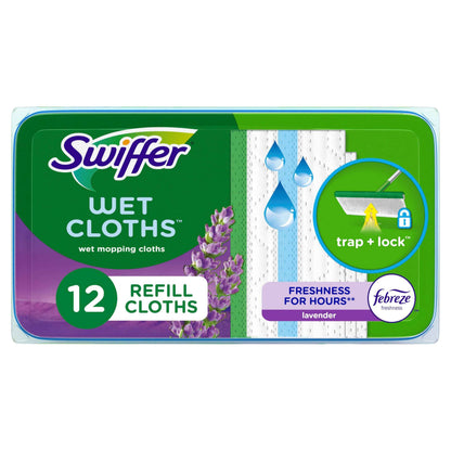 Swiffer Sweeper Wet Mopping Cloth Multi Surface Refills, Mops for Floor Cleaning, Febreze Lavender Scent