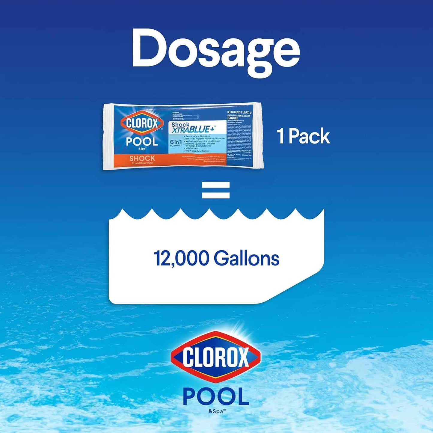 Clorox® Pool&Spa™ Shock XTRABLUE® Plus, Kills Bacteria & Algae in Swimming Pools, Swim-Ready in 15 Minutes