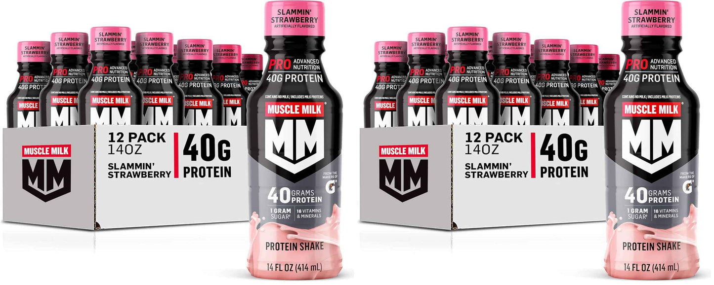 Muscle Milk Pro Advanced Nutrition Protein Shake, 14 Fl Oz Bottle, 12 Pack, 40g Protein, 1g Sugar, 16 Vitamins & Minerals, 6g Fiber, Workout Recovery, Packaging May Vary