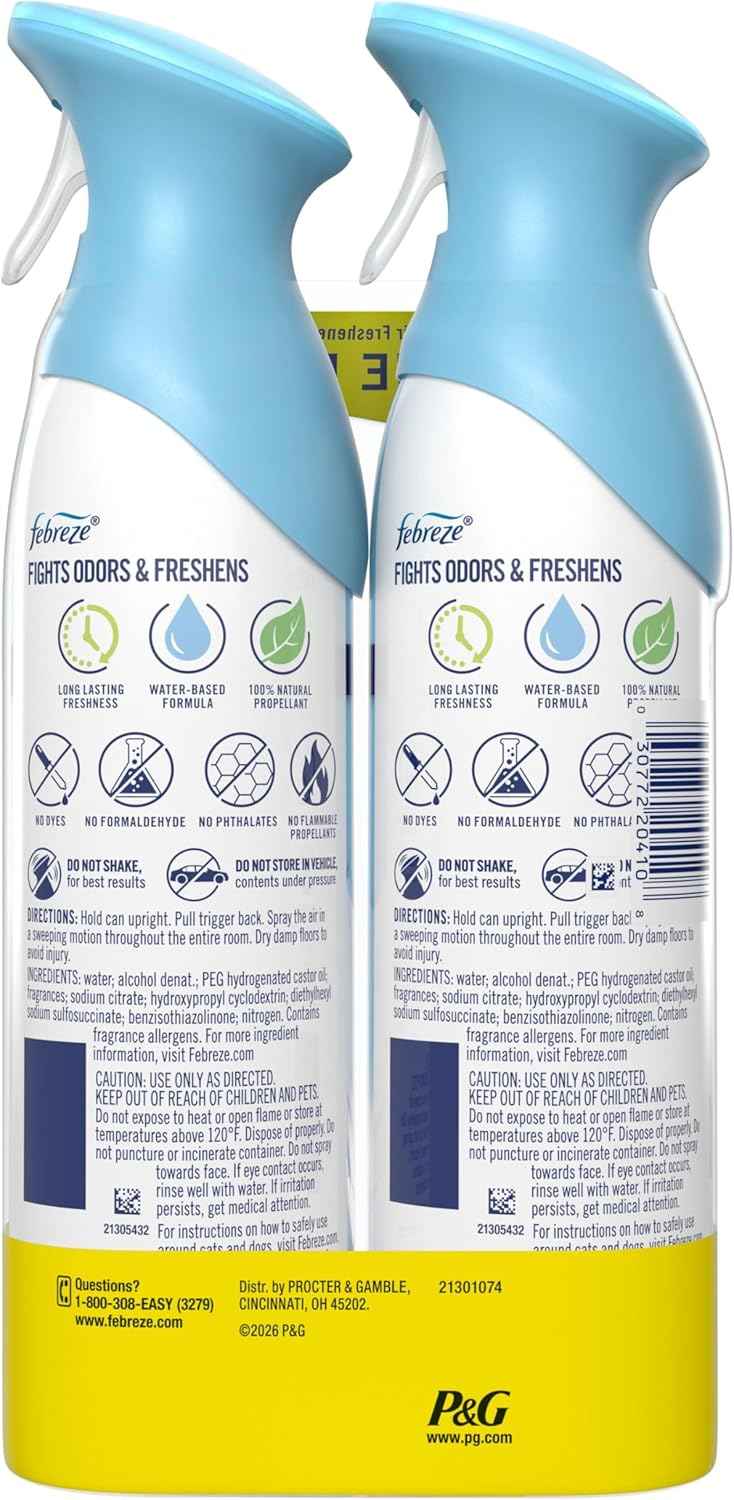 Febreze Air Mist, Air Freshener Spray, Odor Fighting Room Spray, Deodorizer for Home Bathroom Kitchen Office Apartment Dorm Room Classroom