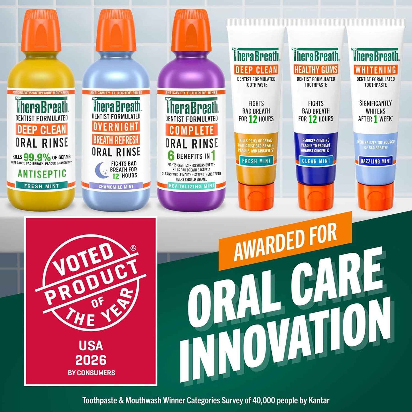 TheraBreath, Gentle Peroxide-Free Teeth Whitening in 1 Week (3), with Fluoride for Anticavity Protection, Dazzling Mint