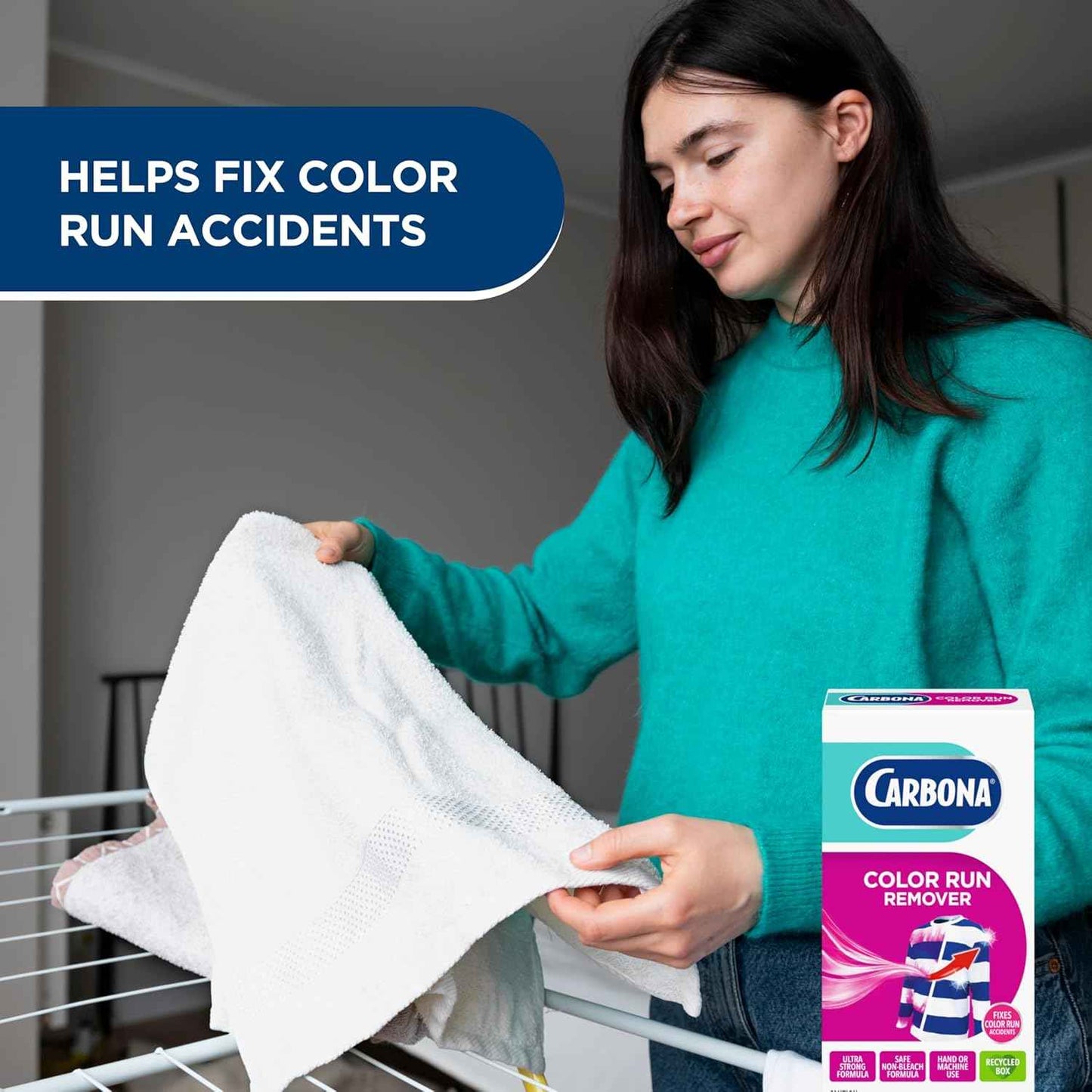 Carbona Color Run Remover (2.6 Oz), Ultra Strong Laundry Dye Transfer Remover, Helps Fix Color Run Accidents, Brightens Whites, Hand or Machine Use