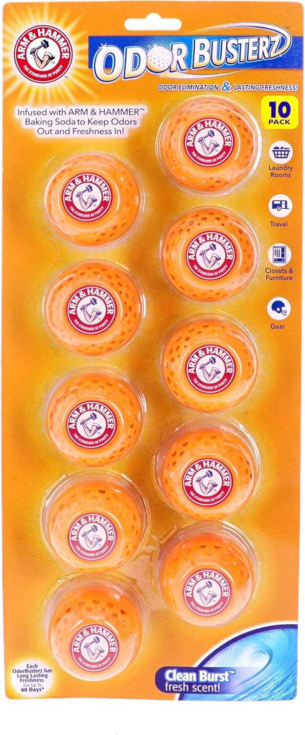 Arm & Hammer OdorBusterz® Odor Eliminator Balls – Baking Soda Odor Control for Closets, Drawers, Hampers & Small Spaces