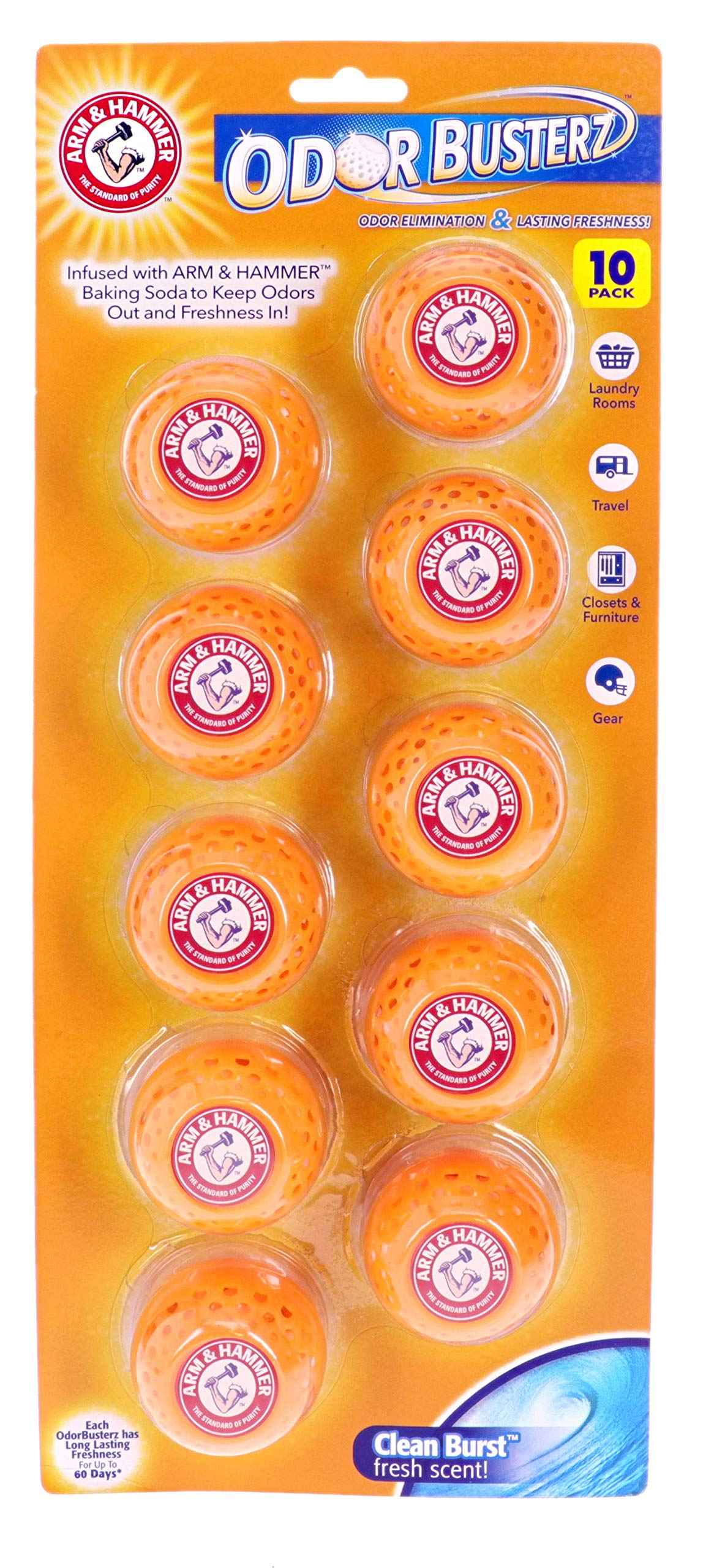 Arm & Hammer OdorBusterz® Odor Eliminator Balls – Baking Soda Odor Control for Closets, Drawers, Hampers & Small Spaces