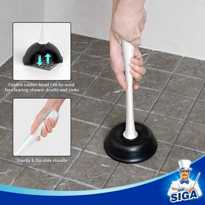 MR.SIGA Toilet Plunger and Bowl Brush Combo for Bathroom Cleaning, 1 Set