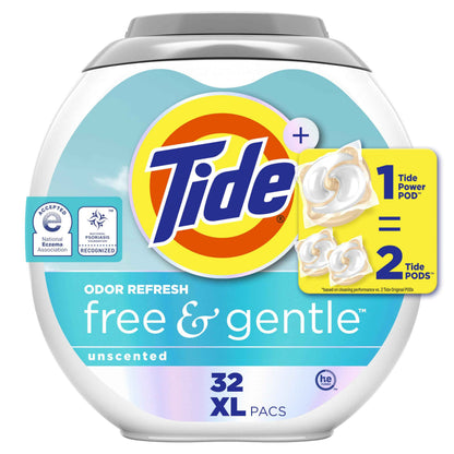 Tide PODS Free and Gentle Odor Refresh Laundry Detergent Packs, Hypoallergenic Laundry Detergent Pods