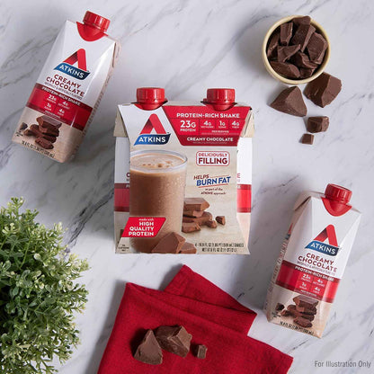 Atkins Creamy Chocolate Meal Size Protein Shake, 23g Protein, Low Glycemic, 4g Net Carb, 1g Sugar, Keto Friendly