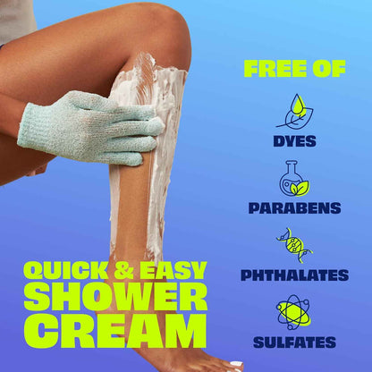Nair Sensitive Formula Shower Cream, Quick and Easy Hair Removal Cream with Coconut Oil and Vitamin E for Body, 12 oz  