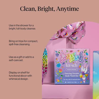 Kitsch_x_Lisa_Frank_Dancing_Dreams_Shea_Butter_Body_Wash_Bar_–_Gentle_Exfoliating_Body_Wash_with_Apricot_Seeds_–_Moisturizing_Bar_Soap_Cleanser_for_Soft,_Smooth_Skin_–_Eco-Friendly_Skin_Care_-_4oz