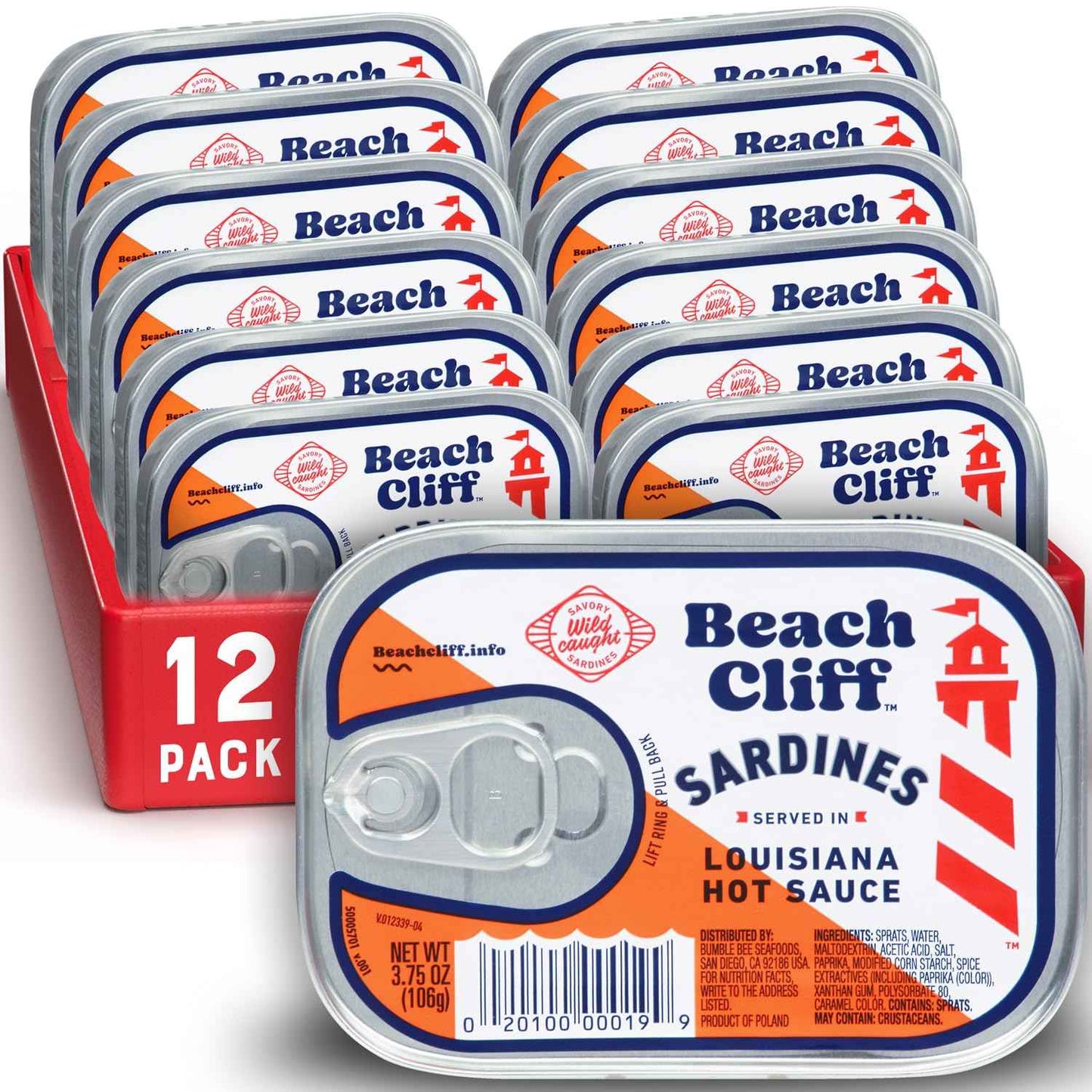 Beach Cliff Wild Caught Sardines, 3.75 oz Can - 13g Protein per Serving - Gluten Free, Keto Friendly - Great for Pasta & Seafood Recipes