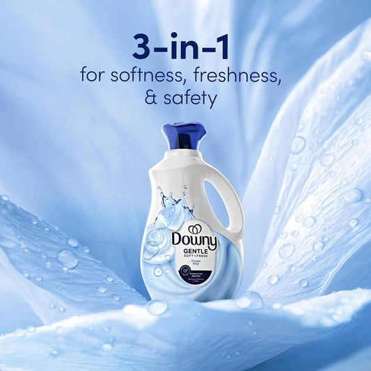 Downy Gentle Soft + Fresh Fabric Softener Liquid, Ocean Mist Scent, Liquid Fabric Softener Designed to be Gentle on Skin