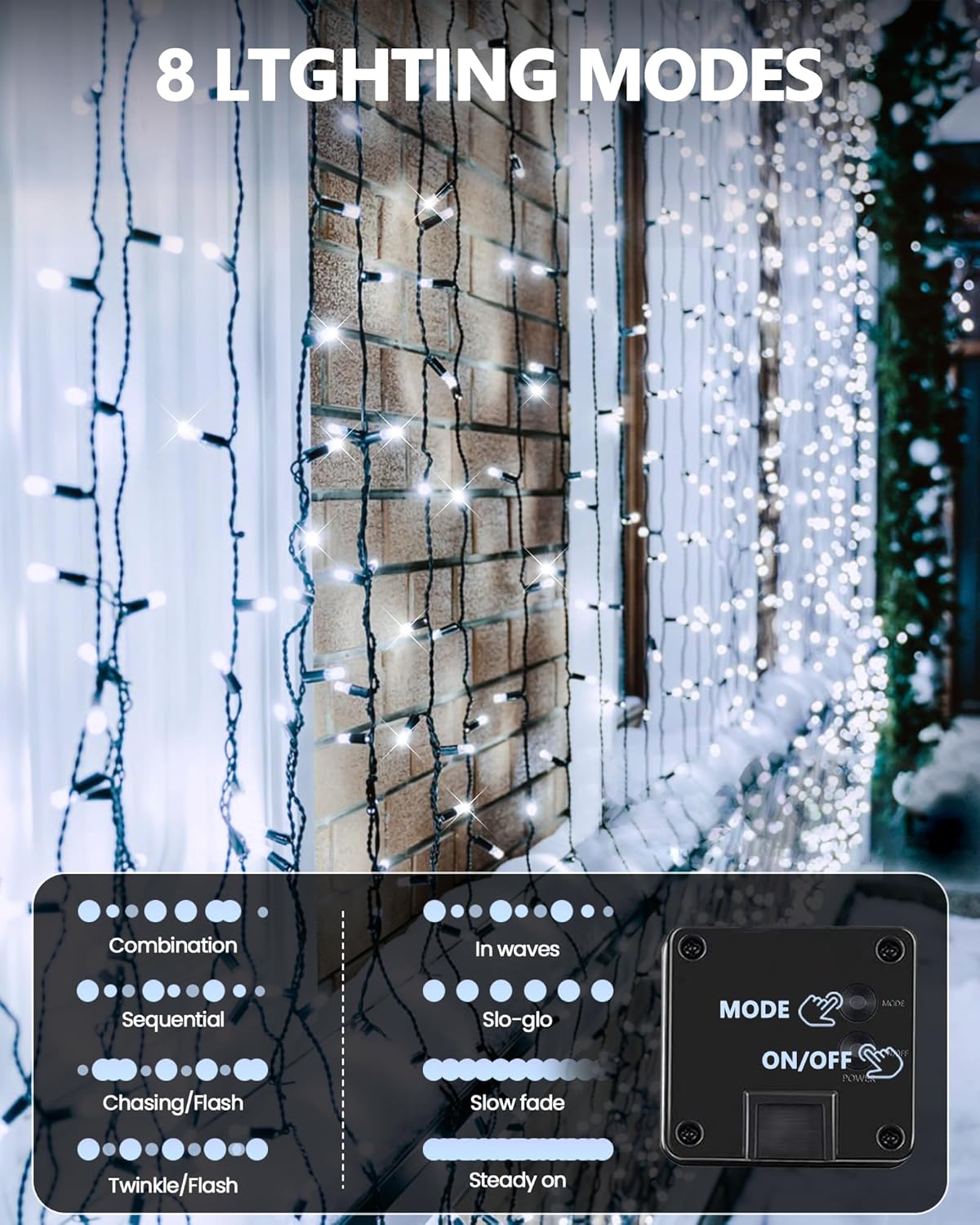 2_Pack_Solar_Christmas_Lights_Outdoor,_400_LED_144FT_Extra-Long_Solar_String_Lights_Waterproof_with_Green_Wire_8_Lighting_Modes,_Twinkle_Light_for_Xmas_Tree_Fence_Porch_Garden_Party_Decor,_Cool_White