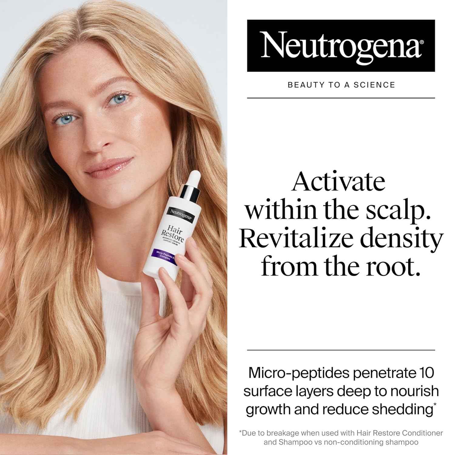 Neutrogena Hair Restore Advanced Growth Support Serum, Hair & Scalp Treatment with Micro-Peptide XP Complex, Revitalize Roots, 1.7 fl. oz