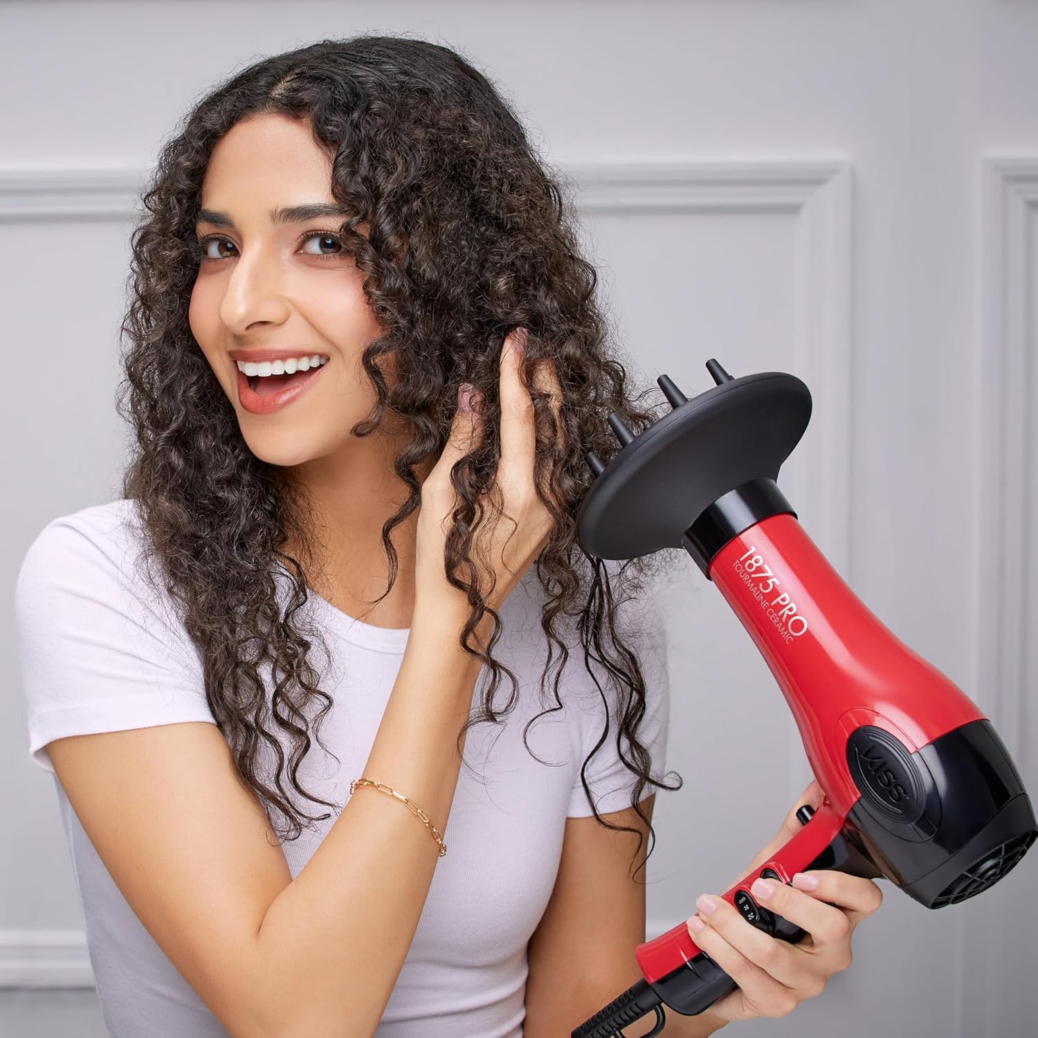 KISS_1875_Watt_Pro_Tourmaline_Ceramic_Hair_Dryer,_Styling_Edition,_3_Heat_Settings,_2_Speed_Settings,_Cool_Shot_Button,_7_Blow_Dryer_Accessories_Included,_2-Year_Warranty_-_Red