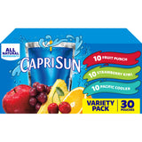 Capri Sun Variety Pack, Fruit Punch, Strawberry Kiwi And Pacific Cooler, 6 Fl Oz Pouches, 30 Pack