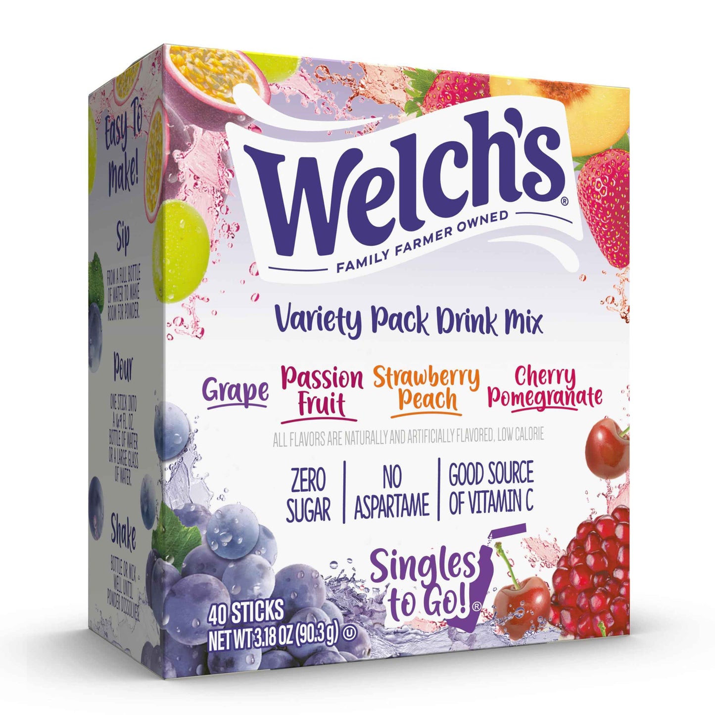 Welch's Singles To Go Water Drink Mix - Powder Sticks, 0.48 Ounce (Pack of 12)