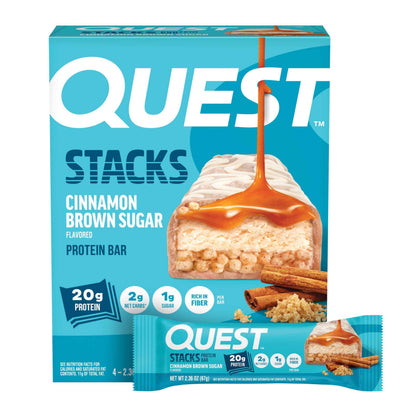 Quest Nutrition Stacks Protein Bars, 20g Protein, 2g Net Carbs, 1g Sugar, High Fiber, Low Sugar, Gluten Free, 12 Count