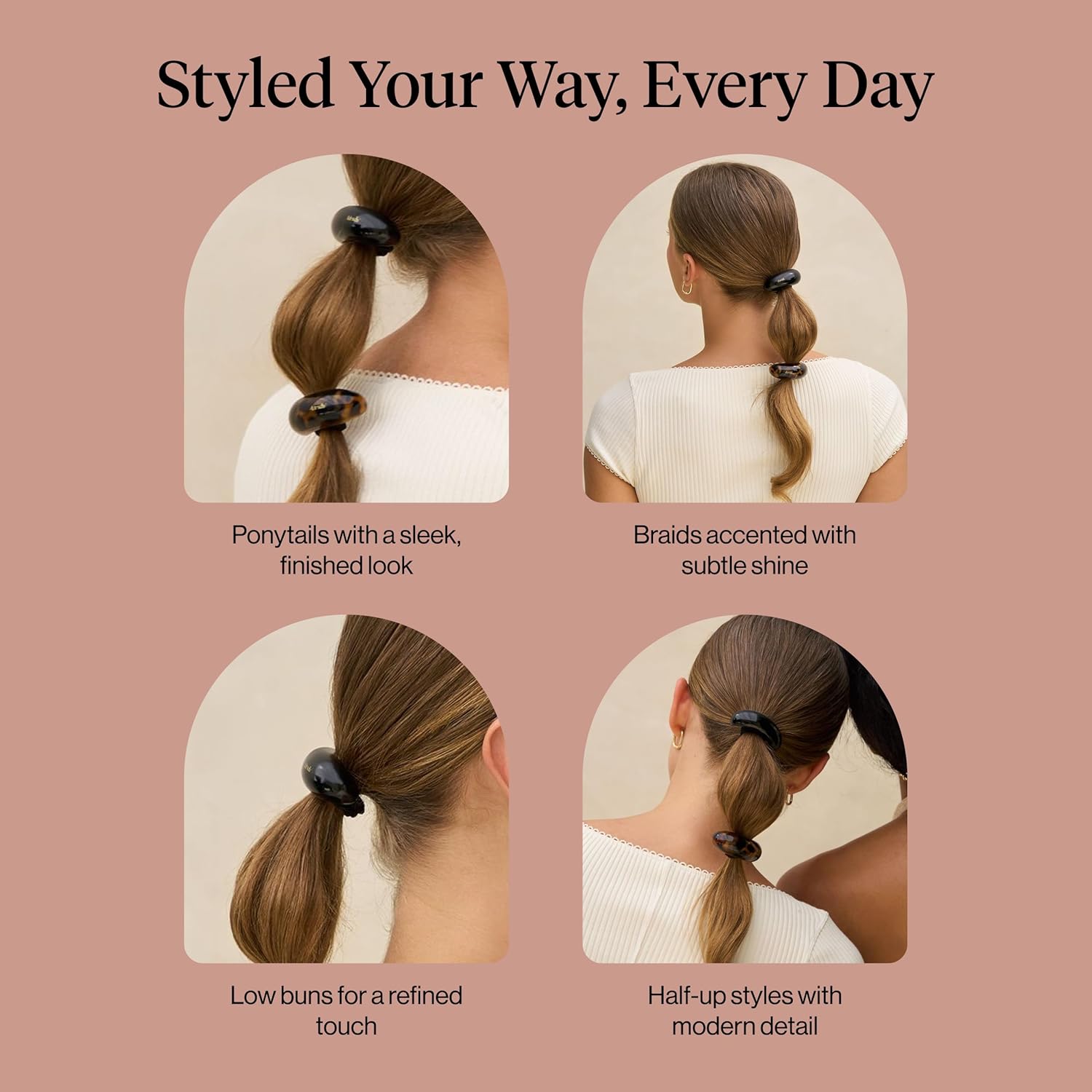 Kitsch_Medium_Hair_Cuffs_for_Braids_&_Ponytails_-_Sleek_Hair_Ties_No_Damage_for_Women_|_Recycled_Plastic_&_Nylon_Elastics_|_Stylish_&_Durable_-_Black_&_Tort_|_Ideal_Gifts_for_Women,_2pcs