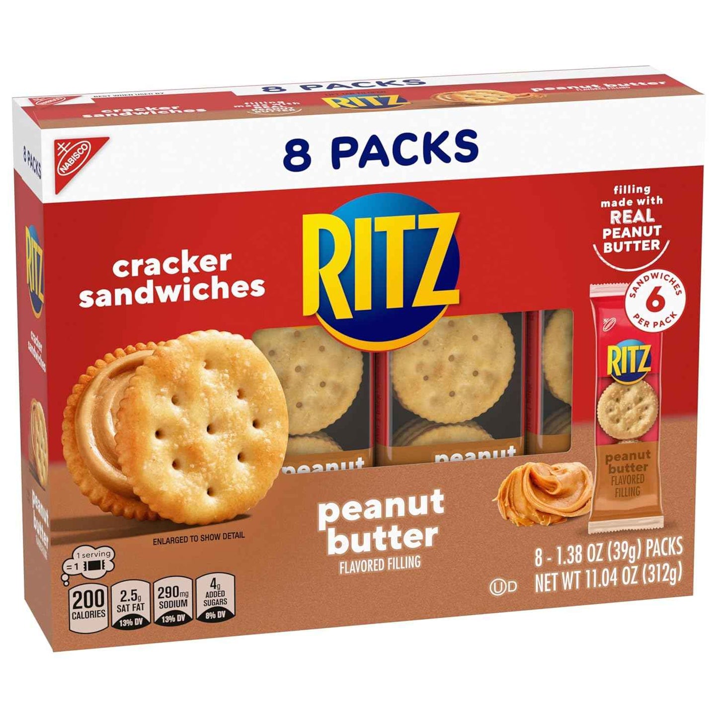 RITZ Bits Peanut Butter Sandwich Crackers, Snacks for Kids and Adults, Lunch Snacks