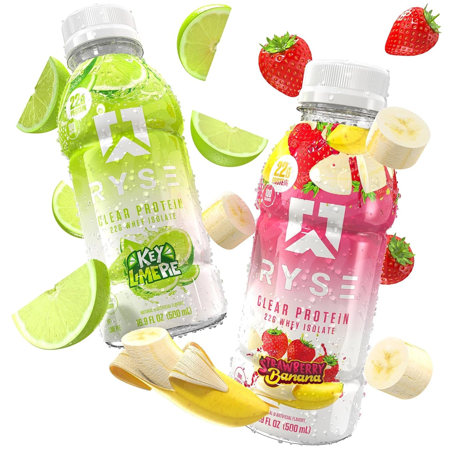 RYSE_Clear_Protein_Drink_-_Variety_Pack_-_100_Calories,_22g_Whey_Isolate_Protein_Shake,_Sugar-Free,_0g_Fat_&_Lactose-Free_-_Refreshing_Ready-to-Drink_Beverage_-_16.9_fl_oz_Bottles_(12-Pack)