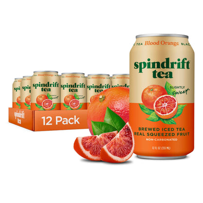 Spindrift Brewed Iced Tea, Made with Real Squeezed Fruit, No Carbonation, Slightly Sweet, 12 Fl Oz Cans