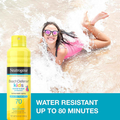 Neutrogena Beach Defense Kids Sunscreen Spray SPF 70, Water-Resistant Spray Sunscreen, Broad Spectrum Protection, Oxybenzone-Free & Fast-Drying, Beach Vacation Essential