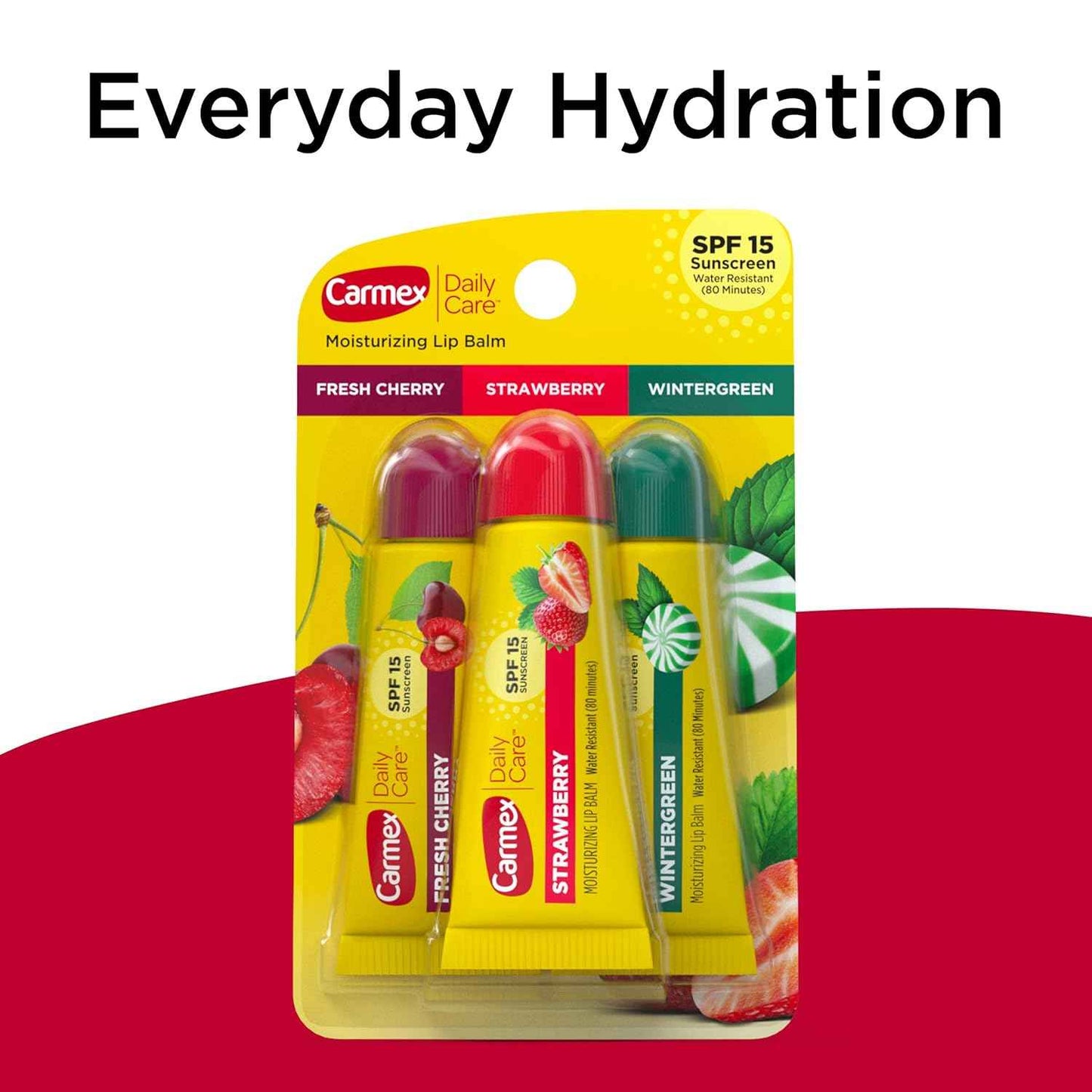 Carmex Daily Care Moisturizing Lip Balm Pack, Lip Balm With Sunscreen in Fresh Cherry