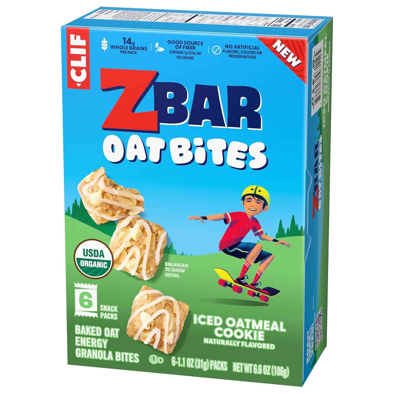 Zbar Oat Bites - Baked Oat Energy Granola Bites - USDA Organic Snacks for Kids - 14g Whole Grains (6 Snack Packs)