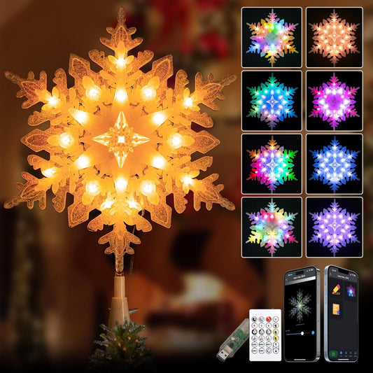10”_Smart_Christmas_Snowflake_Tree_Topper_with_20_RGB_Lights,_DIY_Colors_Changing,_Music_Sync,_Timer,_for_Xmas_Tree_Indoor_Party_Home_Office_Decoration