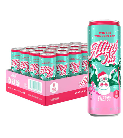 Alani Nu Winter Wonderland, Sugar Free, Low Calorie Energy Drinks, 200mg Caffeine, Biotin, B Vitamins, Zero Sugar, 10 Calories, 12 Fl Oz Cans, 24 Pack