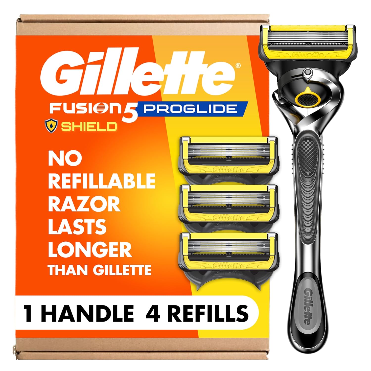 Gillette_ProGlide_Shield_Men's_Razor,_5-Blade_Razor_with_Precision_Trimmer,_1_Handle_and_4_Refills