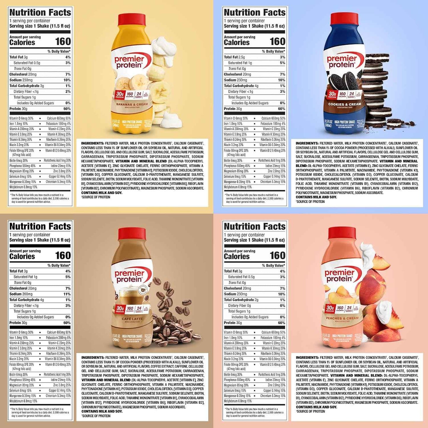 Premier Protein Shake, 8 Flavor Variety Pack, 30g Protein, No Added Sugar, 24 Vitamins & Minerals to Support Immune Health, 11.5 fl oz
