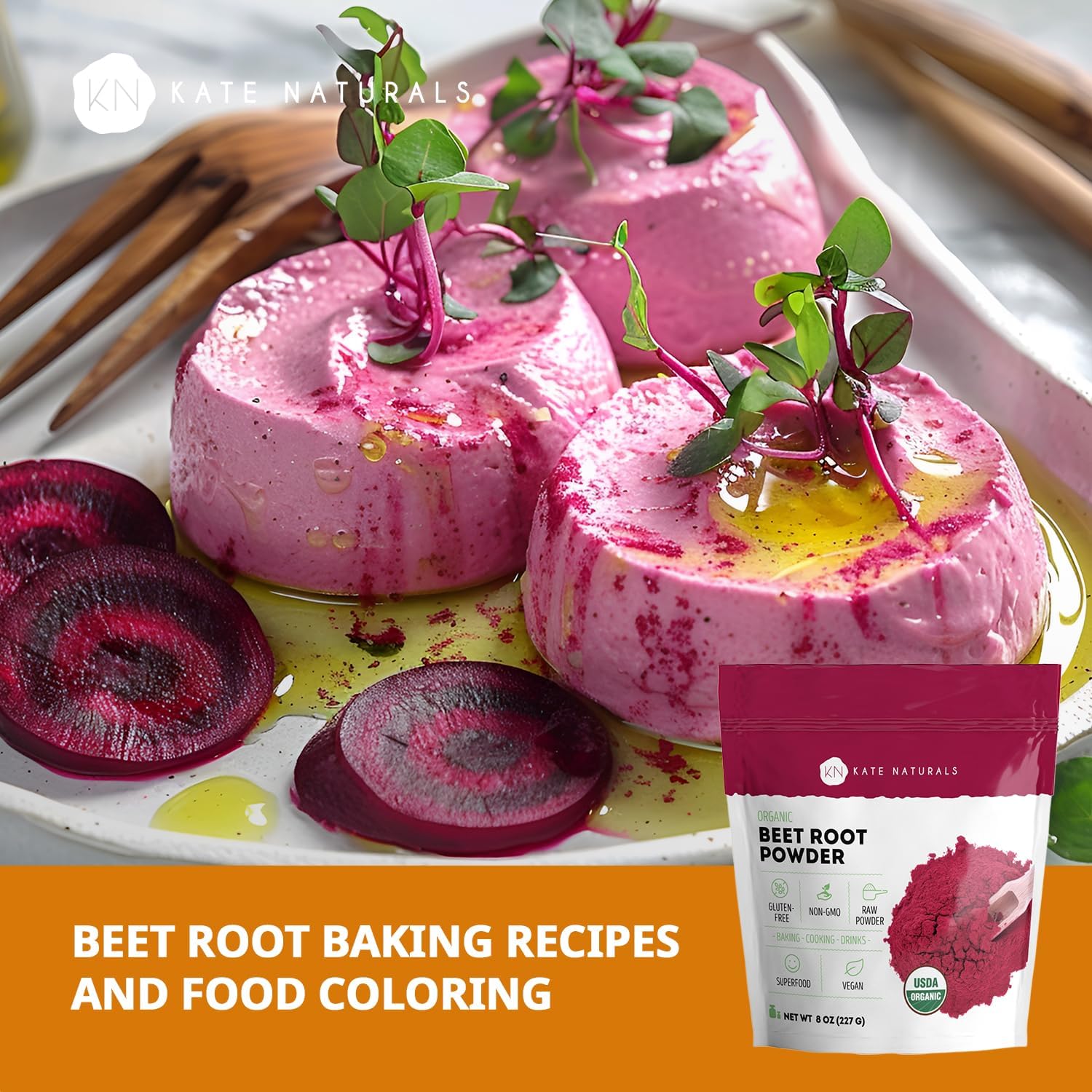 Kate_Naturals_Organic_Beet_Root_Powder_for_Smoothies,_Baking_&_Juice._Raw_Beetroot_Superfood_&_Natural_Red_Food_Coloring_(8oz,_Non-GMO,_Earthy_Flavor)