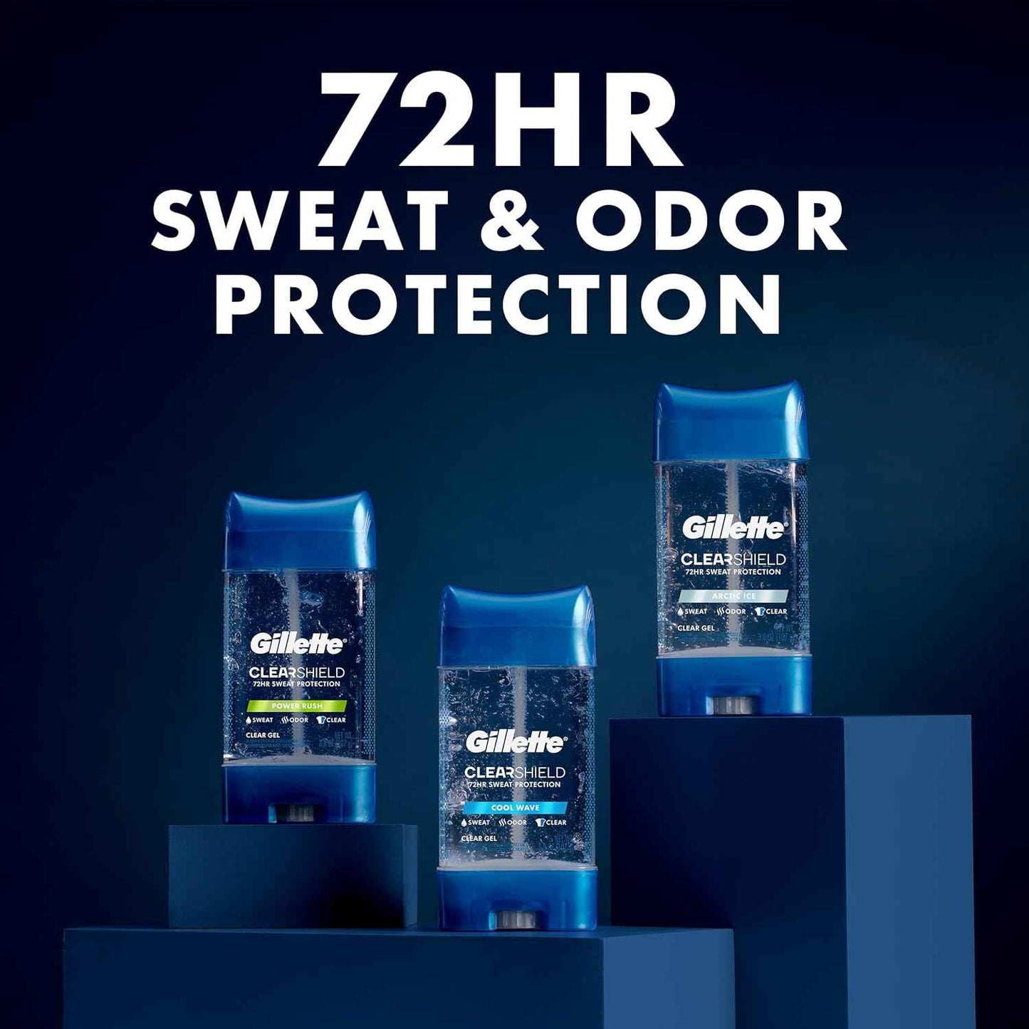 Gillette Antiperspirant and Deodorant for Men, 72hr Sweat & Odor Protection, Long Lasting Freshness, Anti-White Mark Technology, Clear Gel