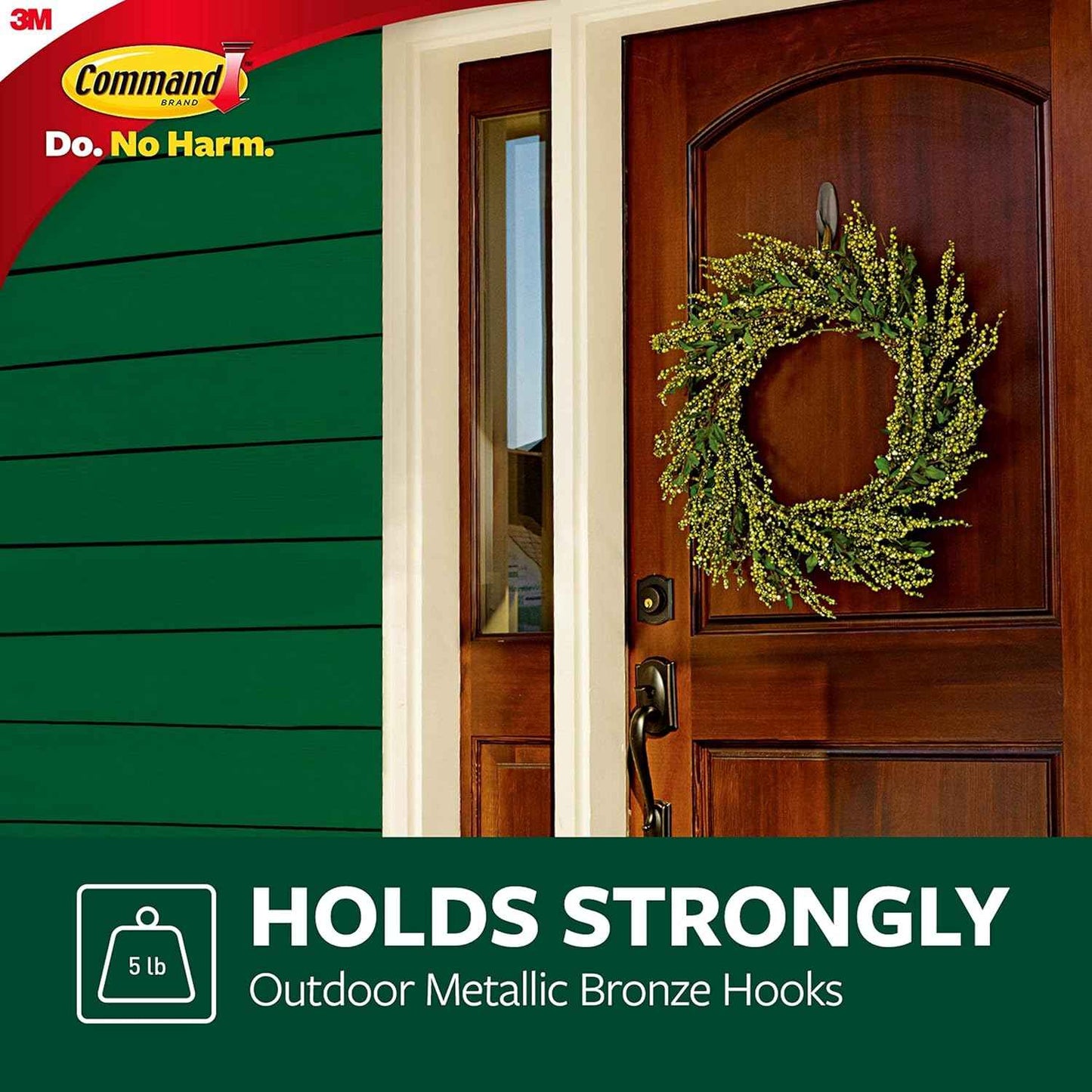 Command Outdoor Large Bronze Hooks, Holds 5 lb, Damage-Free, Weather Resistant for Hanging Decor