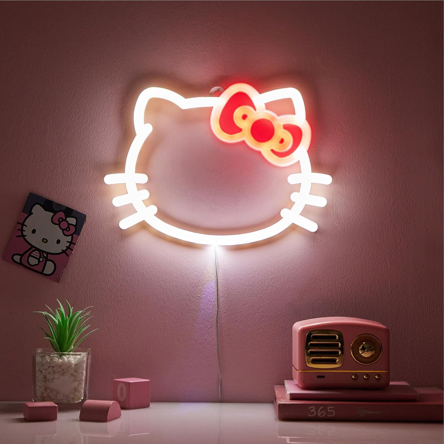 Idea_Nuova_Hello_Kitty_LED_Neon_Wall_Light,Figural_Light-Up_Wall_Hanging_Decor,Battery_Operated,10"_W_x_7"_H,Cute_Night_Light_for_Kids_Bedrooms