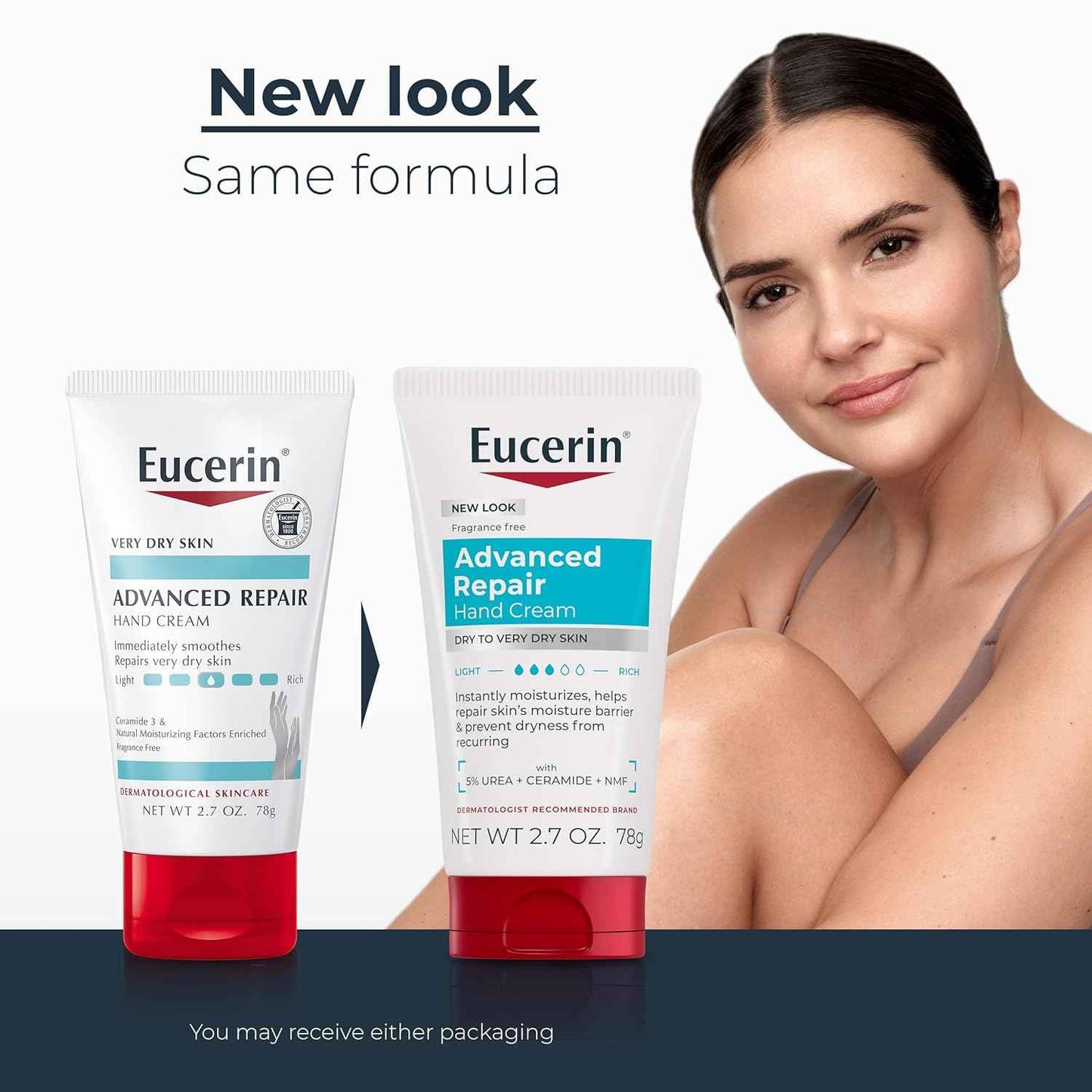 Eucerin Advanced Repair Hand Cream, Immediately Soothes and Repairs Very Dry Skin, Fragrance Free, Non Greasy, Fast Absorbing, Travel Size Hand Lotion