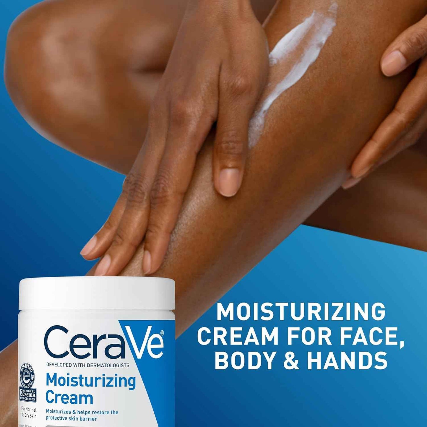 CeraVe Moisturizing Cream, Body and Face Moisturizer for Dry Skin, Body Cream with Hyaluronic Acid and Ceramides, Daily Moisturizer, Oil-Free, Fragrance Free, Non-Comedogenic