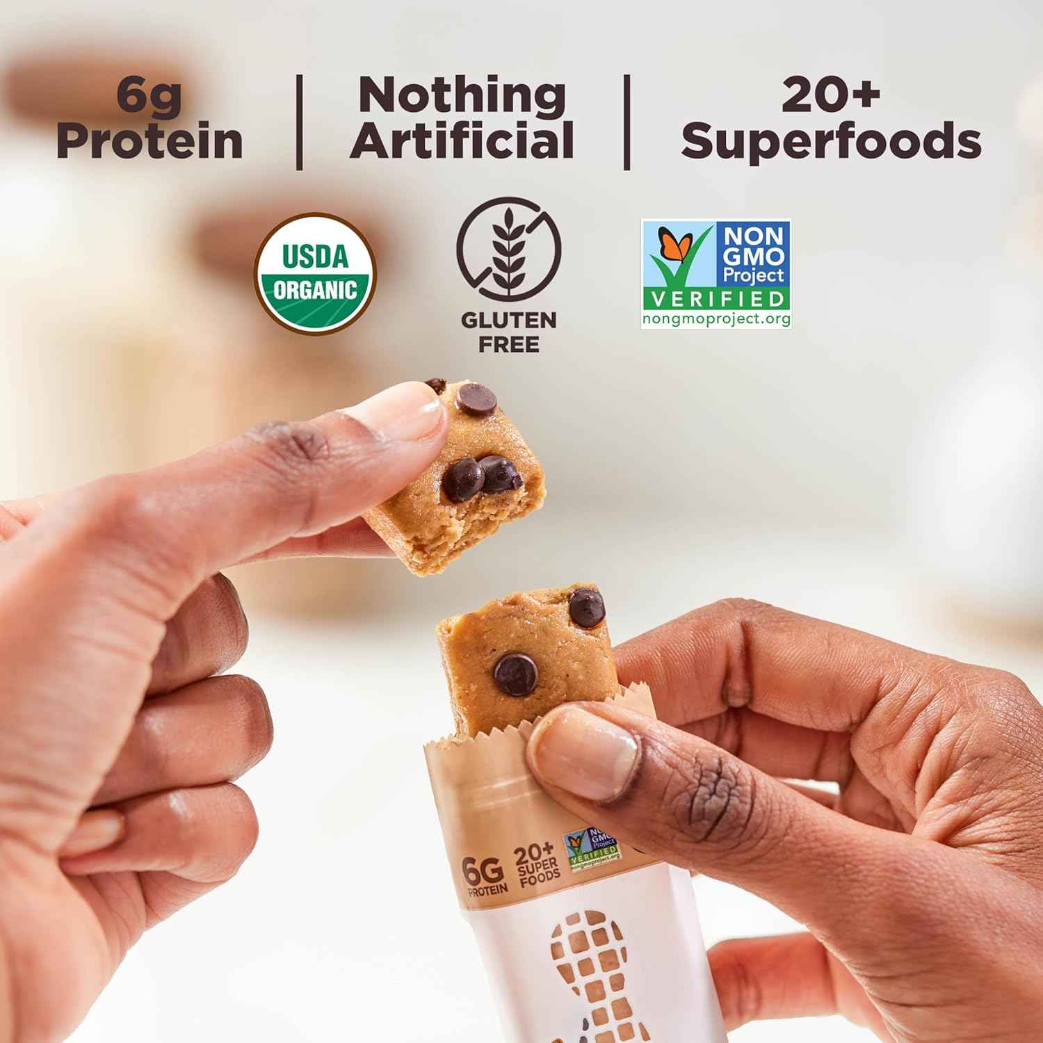 Perfect Bar Mini, Dark Chocolate Chip Peanut Butter Protein Bar, Protein Snack, Snack Bar, Organic, Gluten Free, Soy Free, Non GMO, No Sugar Alcohols, .88 Ounce Bar, 24 Count