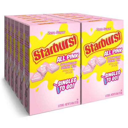 Starburst Singles To Go Powdered Drink Mix & Just Add Water -12 Boxes with 6 Packets Each 72 Total Servings (Sugar Free), 7.08 Oz