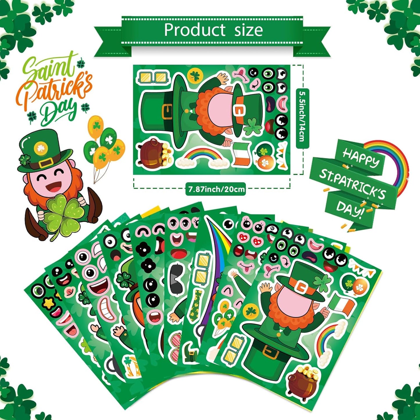 27_Sheets_St._Patrick's_Day_Stickers_for_Kids_Toddlers_Make_a_Face_Stickers_Saint_Patrick_Irish_Stickers_Make_Your_Own_Stickers_St_Patricks_Day_Craft_Party_Favor_Decorations