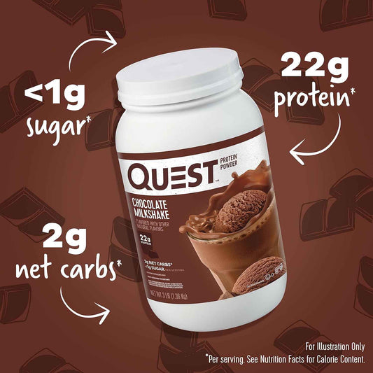 Quest Nutrition Protein Powder, 22g Protein, 1g Sugar, Low Carb, Gluten Free, 3 Pound, 43 Servings